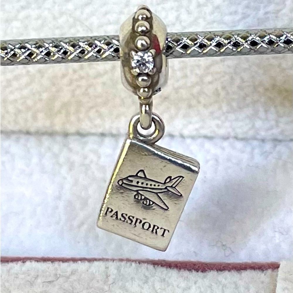 Authentic Pandora Passport Dangle Charm 925 ALE CZ Stone 791147CZ - Picture 1 of 4
